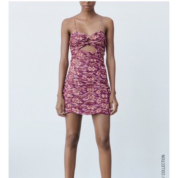 Zara Dresses & Skirts - Printed Dress with Draping